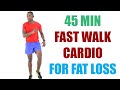 45 Minute Fast Walk at Home Cardio Workout for Fat Loss 🔥 390 Calories 🔥