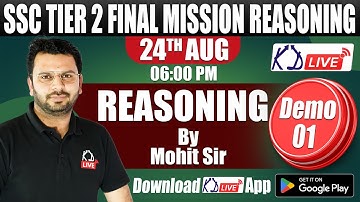 REASONING SPECIAL | SSC CGL FINAL MISSION TARGET BATCH | SSC CGL TIER-2 | DEMO 01 | BY MOHIT SIR