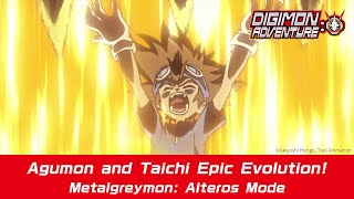 「DIGIMON ADVENTURE:」Agumon and Taichi Epic Evolution! Metalgreymon: Alteros Mode