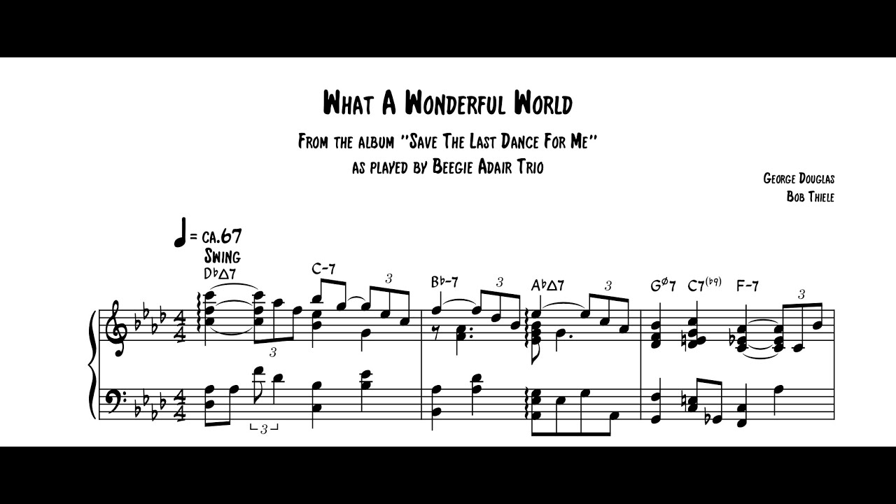 What A Wonderful World by Beegie Adair Trio [jazz piano transcription]