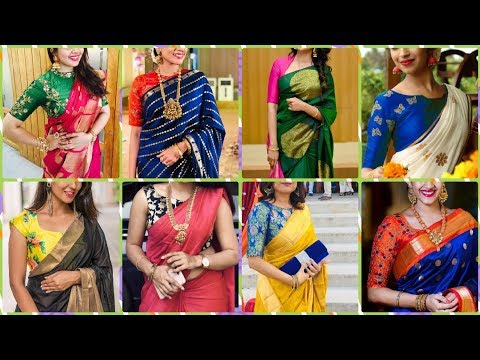 Contrast Combination Blouse & Saree / Mix and Match Blouse - YouTube