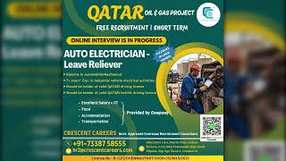 Qatar Jobs 2026 | Auto Electrician Hiring | Oil & Gas Jobs | Free Recruitment |  07-April-2026