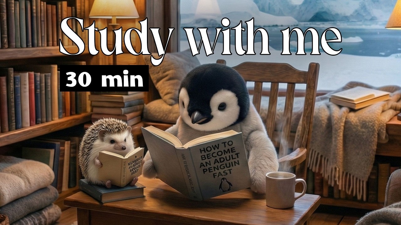 30 Min Study With Me 🐧 Cozy Winter Cabin & Jazz (Deep Focus / No Break)
