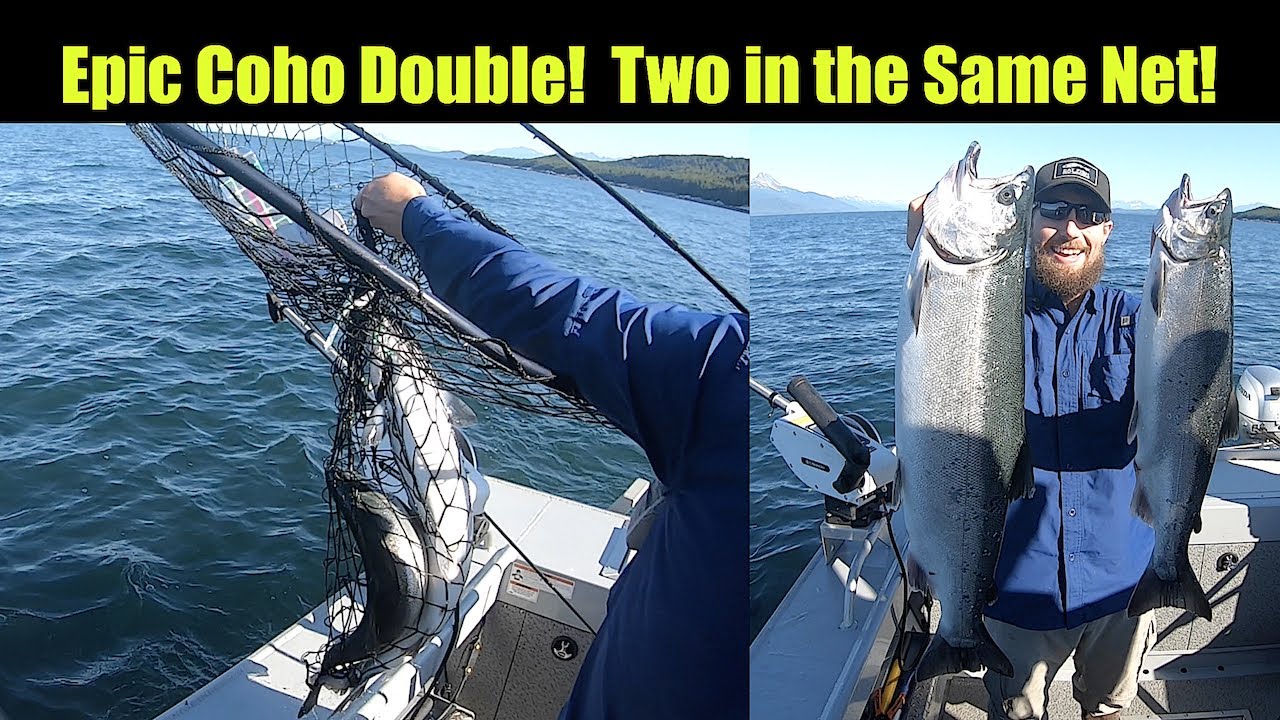 Epic Coho Double! Two Cohos in the Same Net! Alaskan Salmon Fishing ...