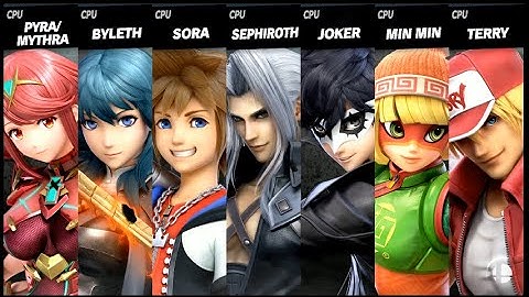 Pyra / Mythra VS Byleth VS Sora VS Sephiroth VS Joker VS Min Min VS Terry Super Smash Bros Ultimate