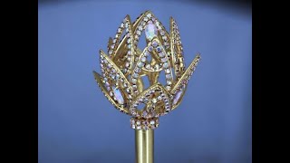 Aurora Borealis Imperial Royal Fleur Rhinestone Gold Scepter