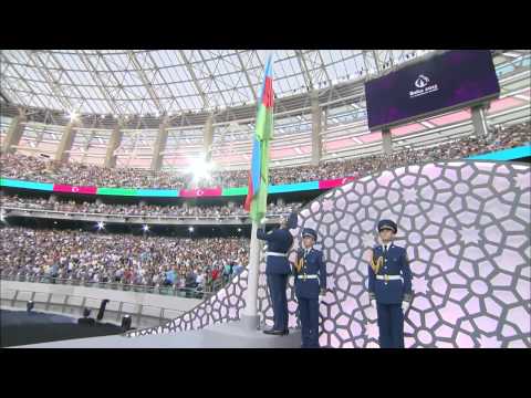 Baku 2015 Bağlanış mərasimi Azərbaycan Himni