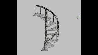 AutoCAD Tutorial 018 Using Different 3D Commands to create rendered round stairs