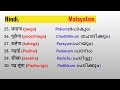 100  useful and easy words in malayalam and  hindi