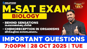 M-SAT EXAM BIOLOGY | CHAPTER 3 & 4 | IMPORTANT QUESTIONS | LIVE | MS SOLUTIONS