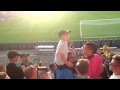 Young boy leads other fans into football chant  eindhoven we love you