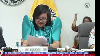 Rep. Jinky Luistro May 4, Address at Justice Committee on Sara Duterte Impeachment Case