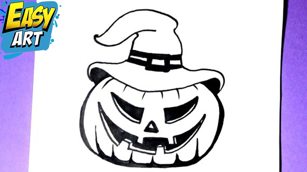 🔴 Como dibujar una CALABAZA con gorro HALLOWEEN 🎃 How to draw a pumpkin  🎃 Dibujos faciles - thptnganamst.edu.vn