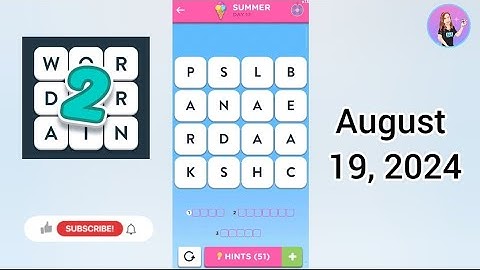 WordBrain 2 Summer Event Day 16 August 19, 2024