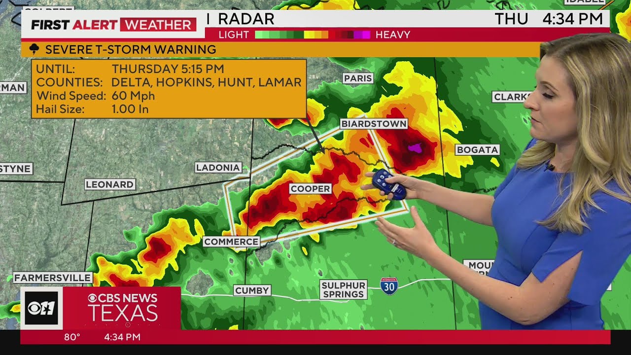Severe Thunderstorm Warnings issued throughout North Texas - YouTube