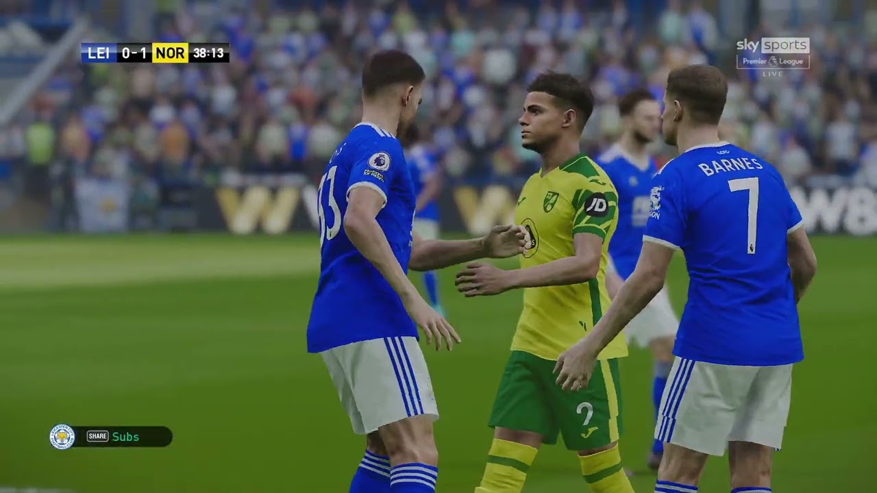 Leicester City vs Norwich City (PES 2021 FUMA Realism Simulation)