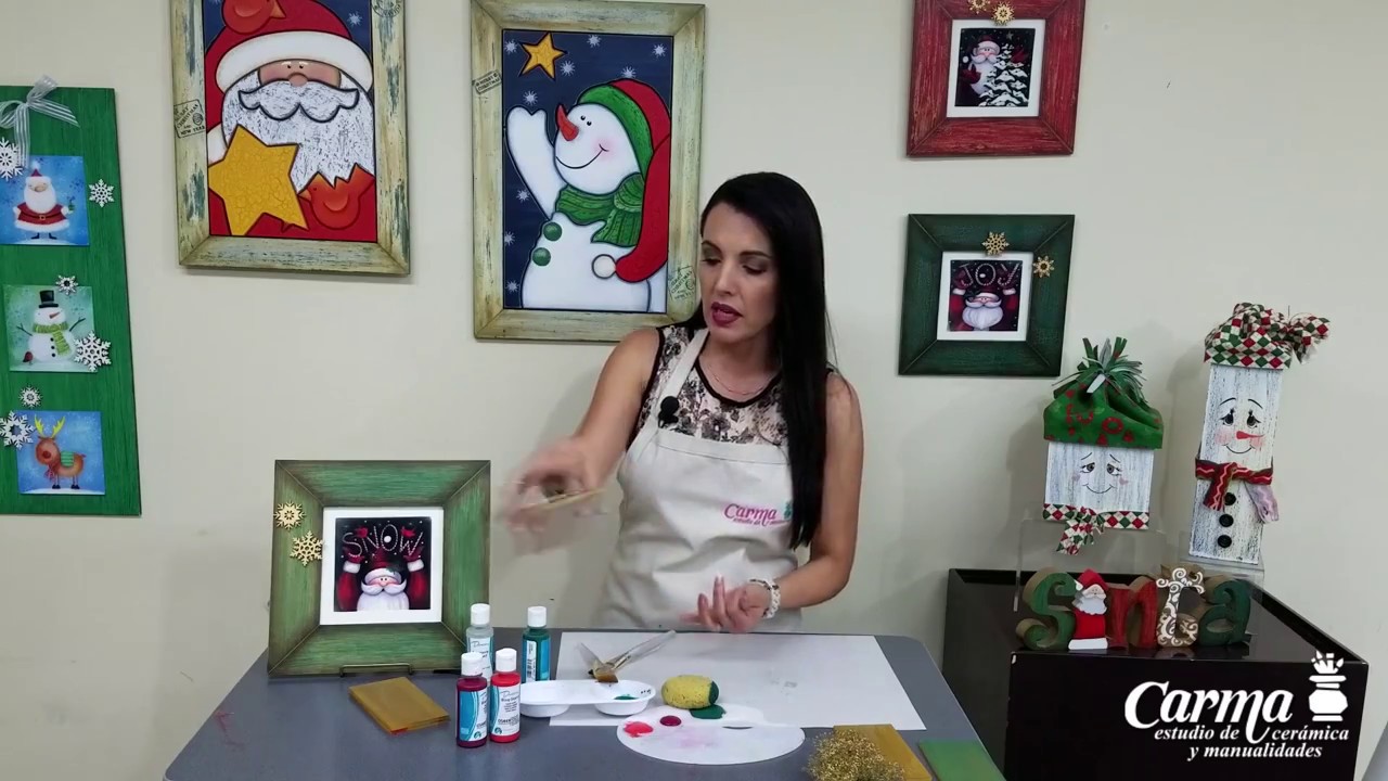PINTURA  EN MADERA - TÉCNICAS DE CRAQUELADO, DECAPADO Y RAYADO- Cuadros navideños