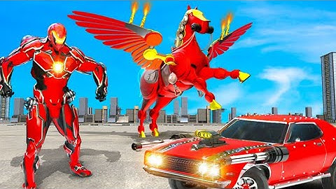 Flying Muscle Car Robot Transform Horse Robot Game - Android Gameplay