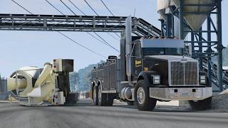 Concrete mixer does a jump and lands on its side (Reliable towing recovers it)