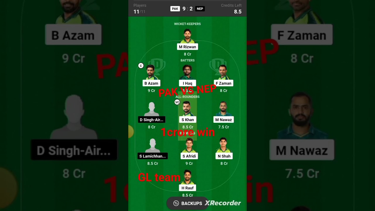PAK VS NEP Dream11 Prediction Dream11 team