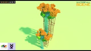 Magica Voxel | Voxel Art Waterfall Scene