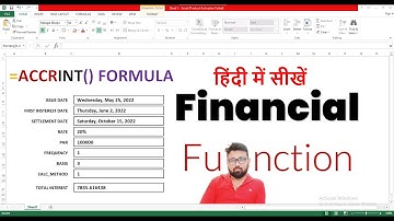 accrint formula in hindi | financial functions in excel
