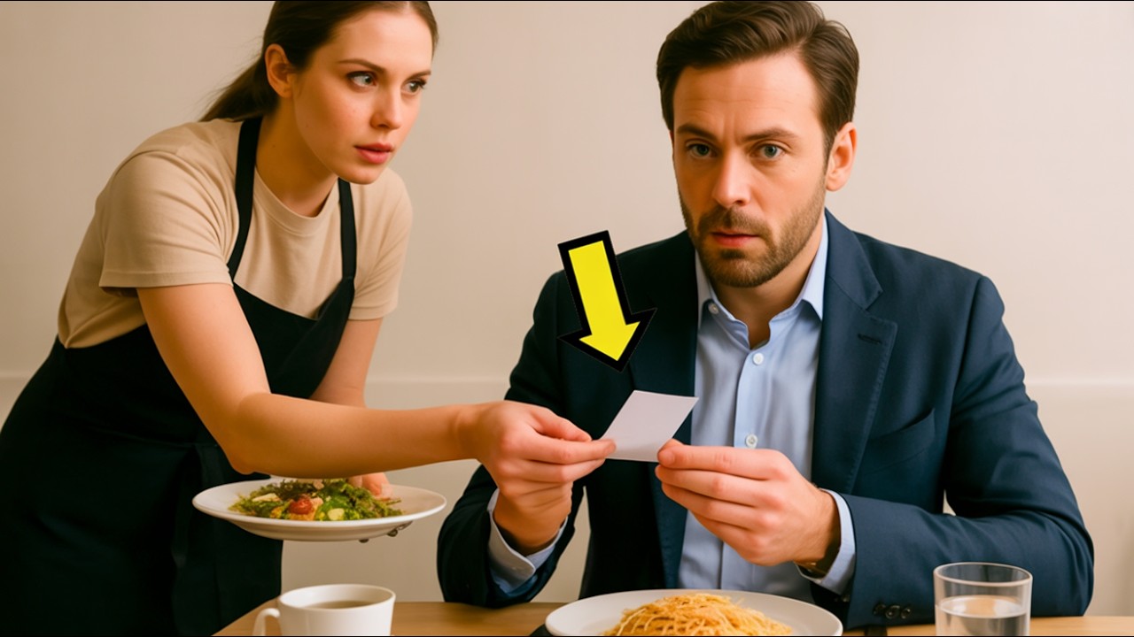 PŘESTROJENÝ MILIONÁŘ SI OBJEDNÁ JÍDLO… ALE SERVÍRKA MU PŘEDÁ LÍSTEK, KTERÝ HO NECHÁ BEZ SLOV