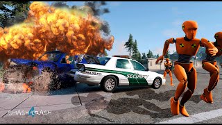 POLICE CHASES - ROBBERY AT THE BEAM BANK - BeamNG Driver | @smashforcrash