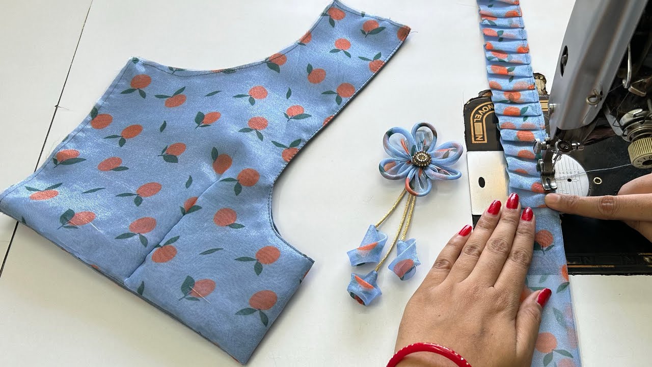 Trending Blouse Designs | Frill Blouse Neck Designs | Cutting And Stitching Back Neck Blouse Design