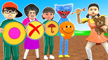 Squid Game (오징어 게임) vs Scary Stranger 3D Trying Honeycomb Candy Shape Challenge in Balloon Game