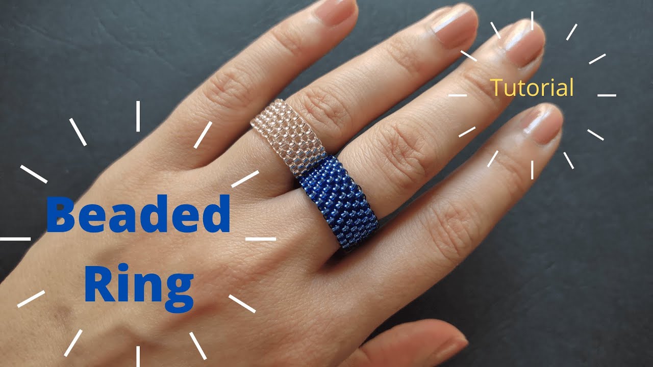 Seed bead ring tutorial, basic peyote stitch weaving