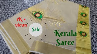 Pea Peeli Design Kerala Saree Set Mundu Kuthampully Onam Special Collection 2020