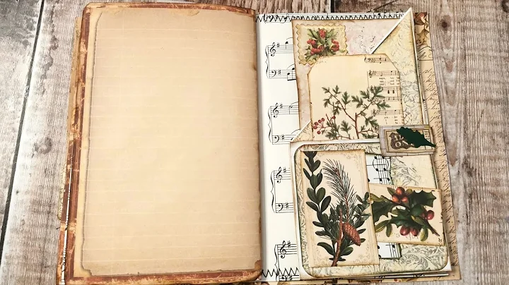 Hidden Writing Page Flip Out Pocket - Making Ephemera - Winter Botanical - Junk Journal