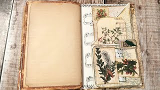 Hidden Writing Page Flip Out Pocket - Making Ephemera - Winter Botanical - Junk Journal