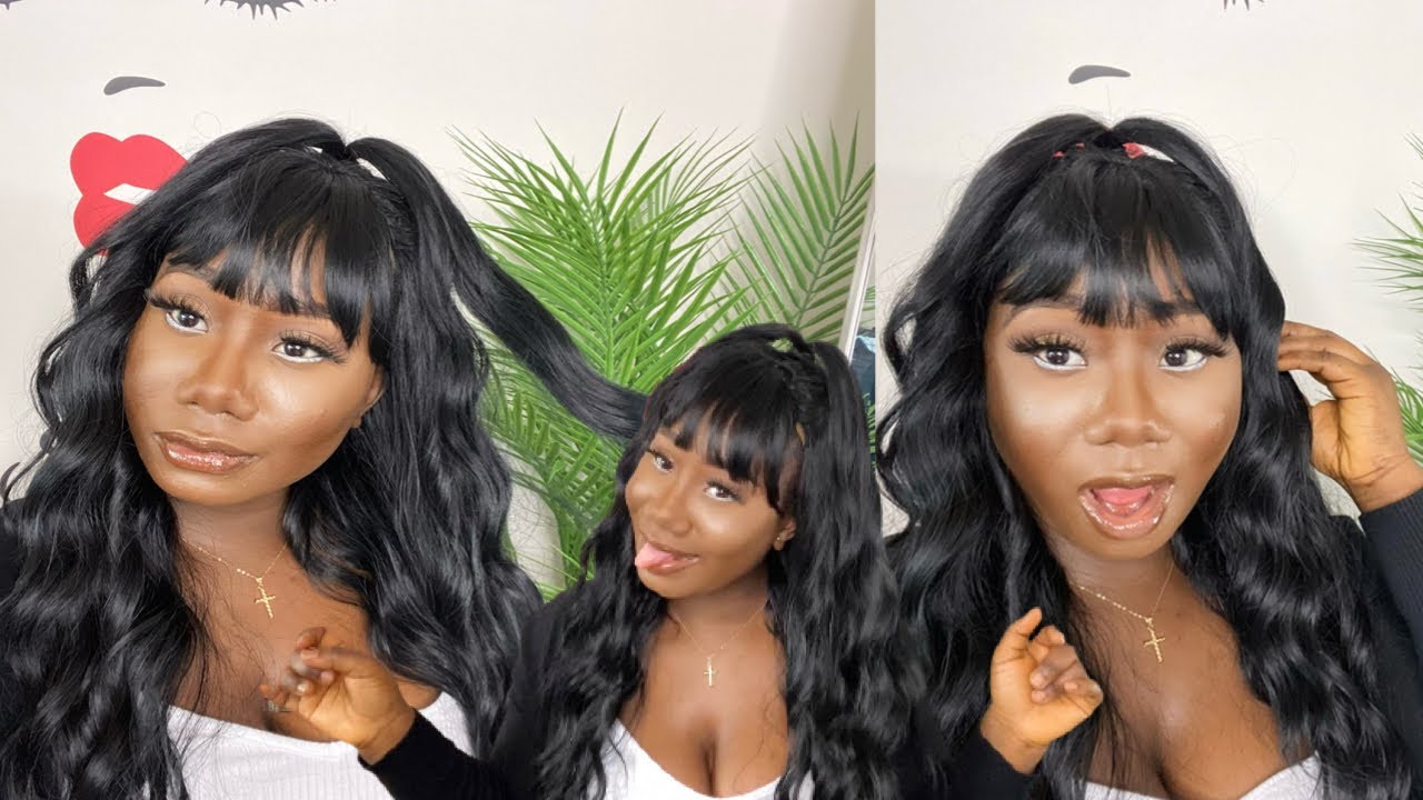 Trying on cheap synthetic wigs from amazon 