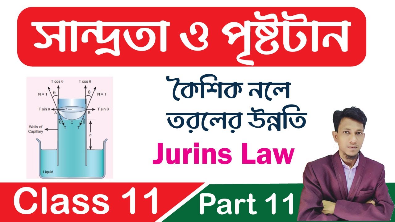 Viscosity And Surface Tension Class 11 In Bengali Part 11 Capillary