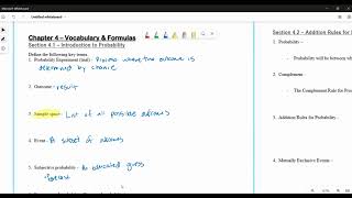 MAT 152 - Introduction to Probability, Vocab & formulas