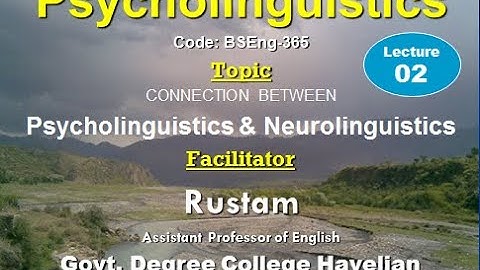 Psycholinguistics - Lecture 02 - Psycholinguistics & Neurolinguistics