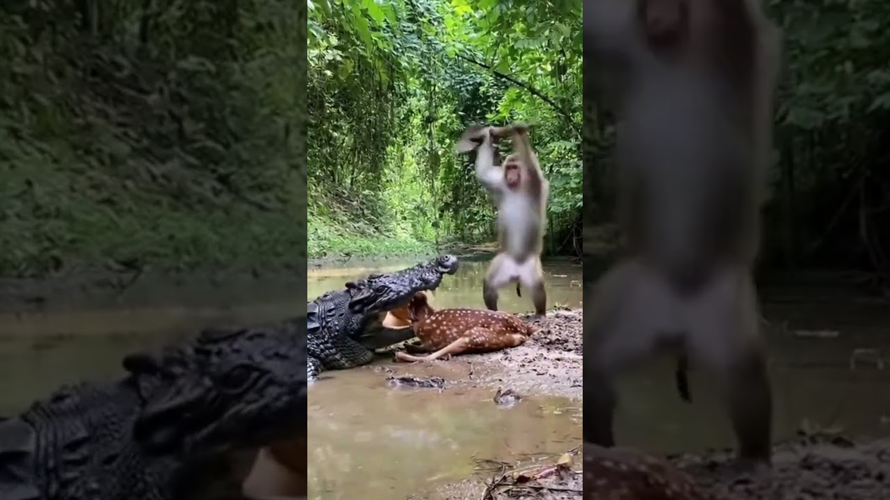 The monkey saved the baby deer