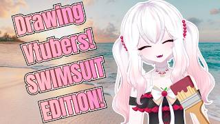 【ART】Drawing my Vtuber friends for a cute beach episode!! Designing vtuber swimsuits! 2