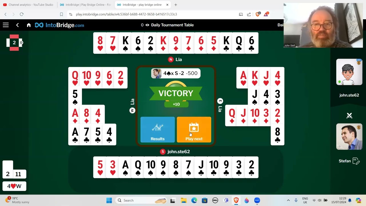 Me versus a top bridge player (Stefan Skorchev) - 15th July 2024