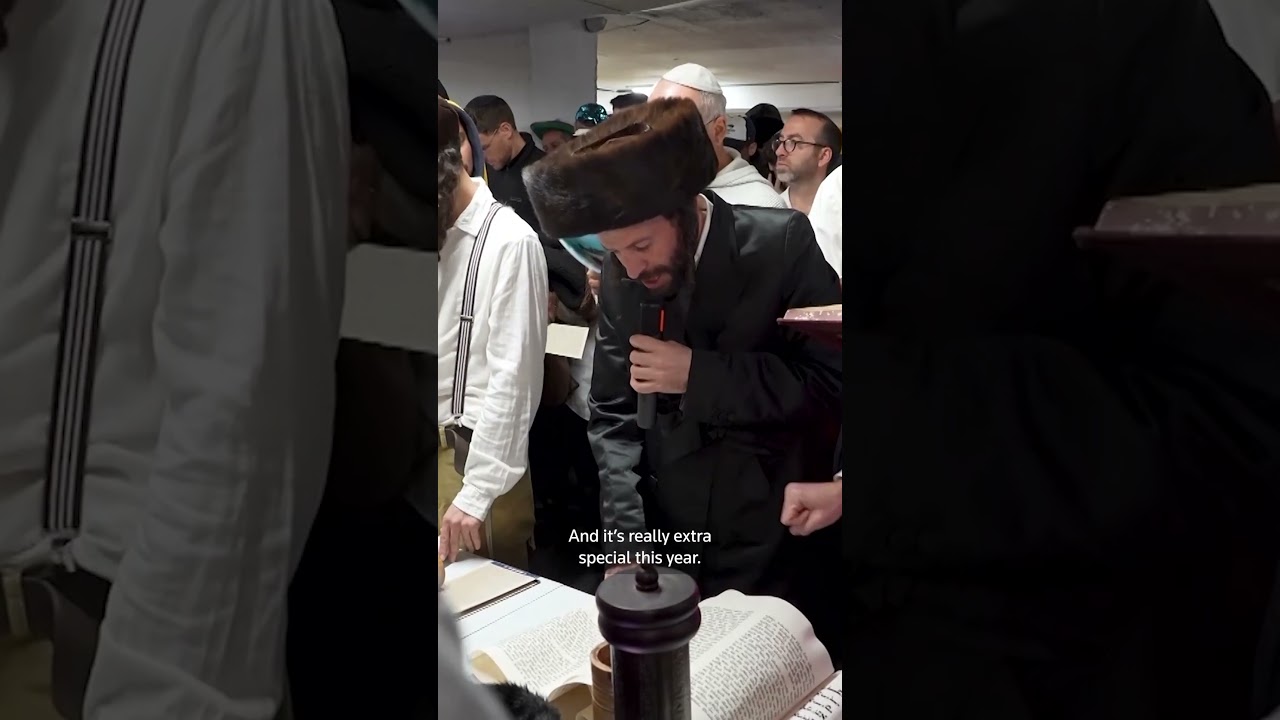 Israelis celebrate Purim in a bomb shelter