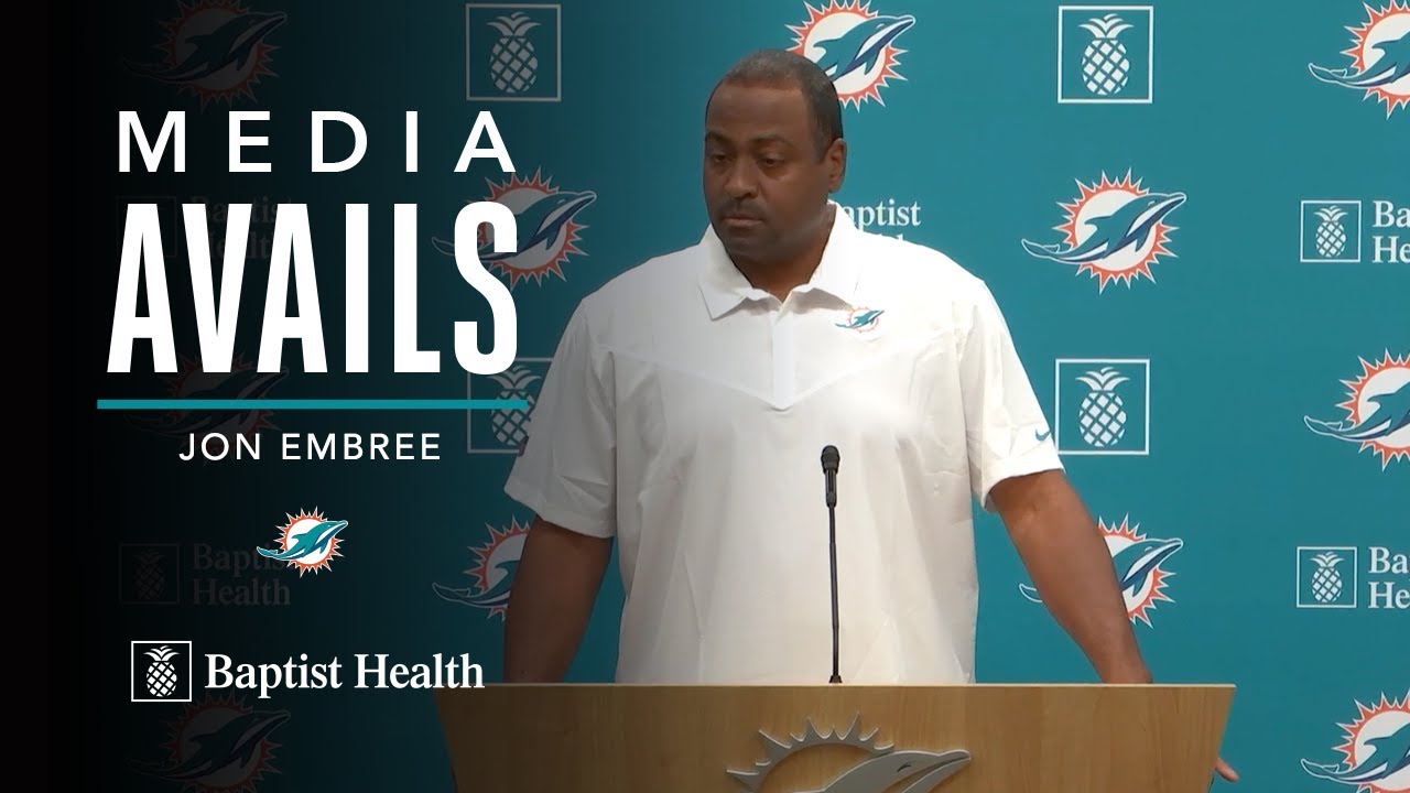 Assistant Head Coach and Tight Ends Coach Jon Embree meets with the media | MIAMI DOLPHINS