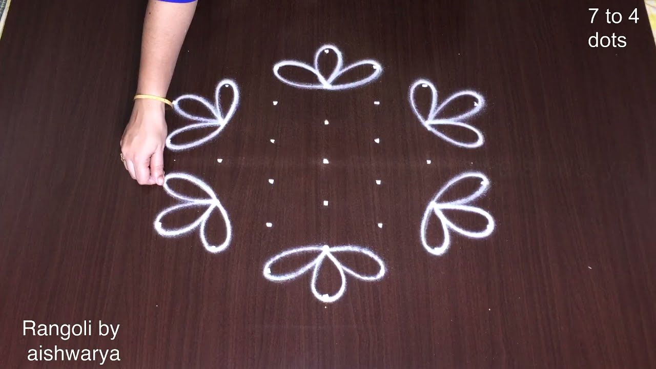 Rangoli Design Drawing Flowers Kolam