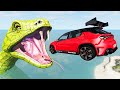 Car Jump Into the Mouth of the Snake - Green Mamba Island - Beamng Drive Game