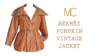 Hermes Jacket Exquisite Highly Styled Vintage Silk Moire Burnt Pumpkin • MIGHTYCHIC •