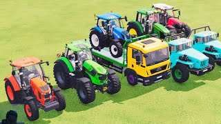 Transporting Double Flatbed Trailer truck vs tractor Beamng.Drive Game Farming Simulator 22 fs22
