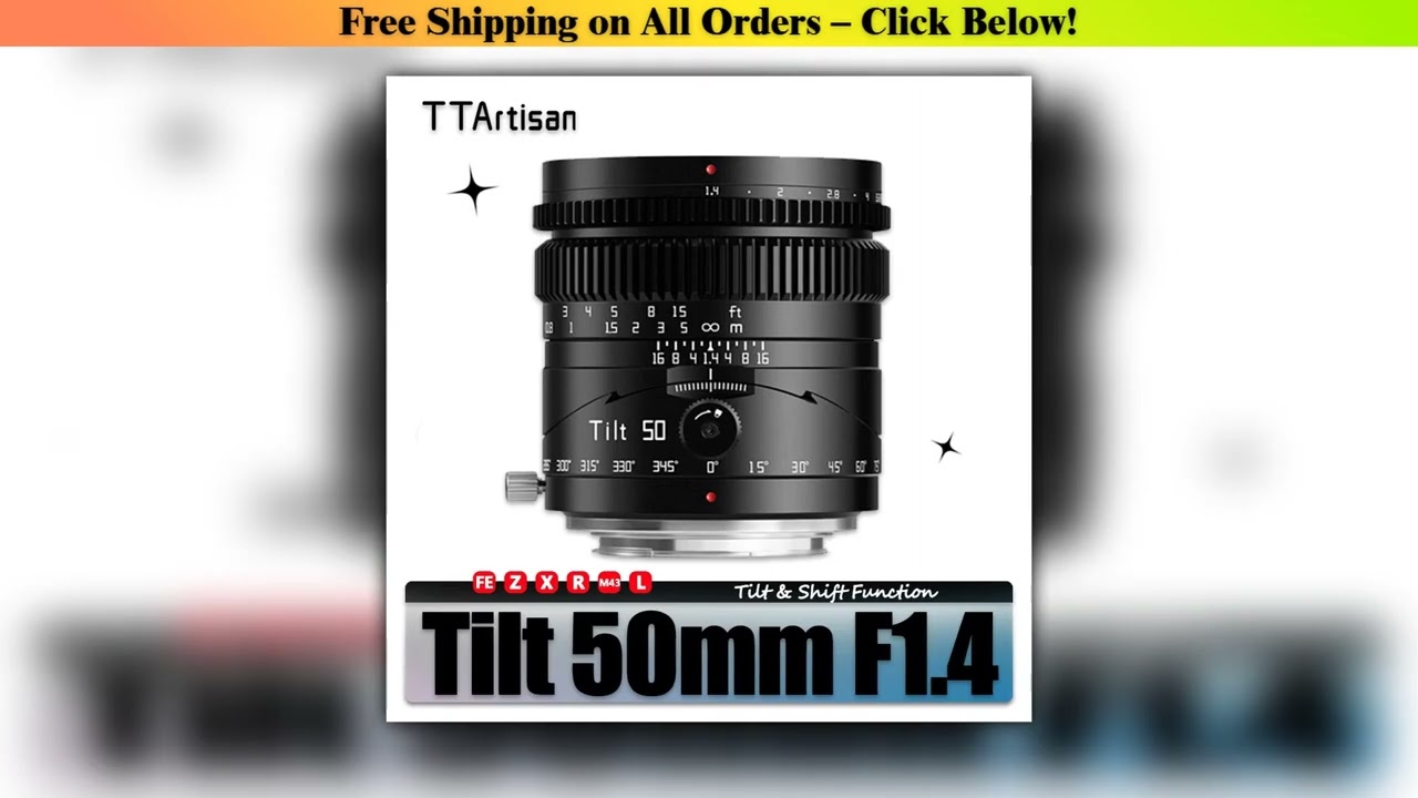 TTArtisan Full Frame Tilt 50mm F1.4 Large Aperture Lens for Camera Photography with Sony E A7RIII