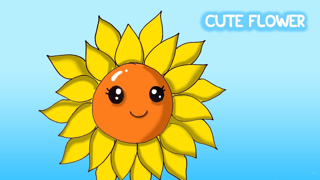 how to draw cute sunflower, sunflower art, sunflower cartoon drawing, how.....