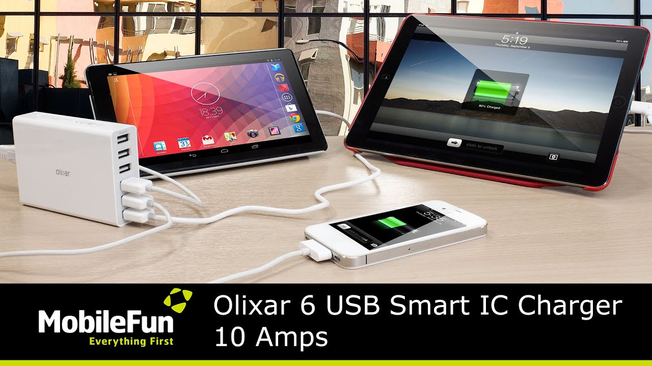 Olixar 6 USB Smart IC Charger 10 Amps / 50W YouTube